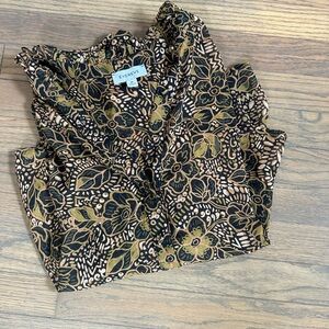 Evereve Floral Blouse - Black and Green